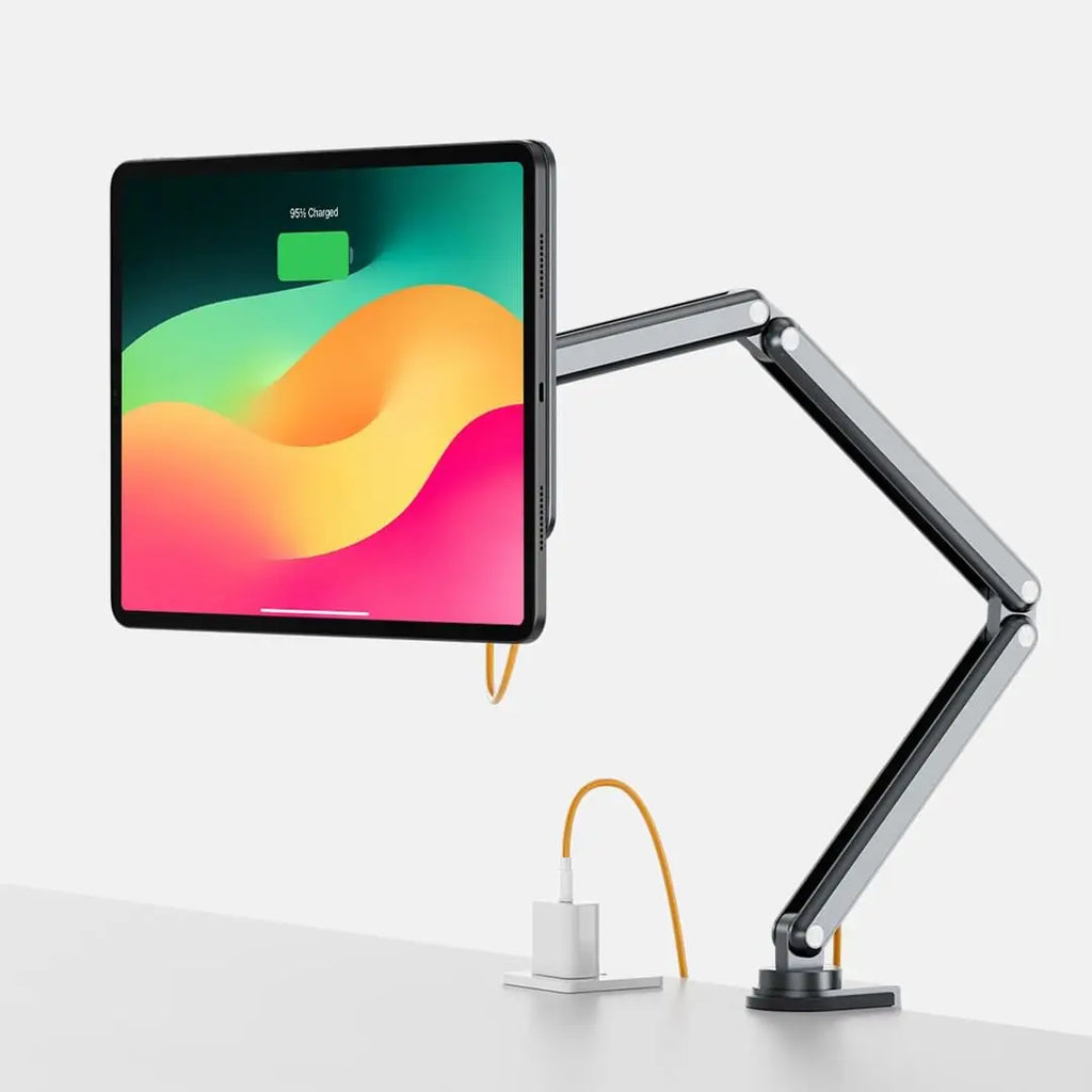 KUXIU Aluminum Alloy Foldable  Magnetic Charger Holder For iPad Pro 11/13 inch M4 (2024),  360 Adjustable Tablet Arm Stand