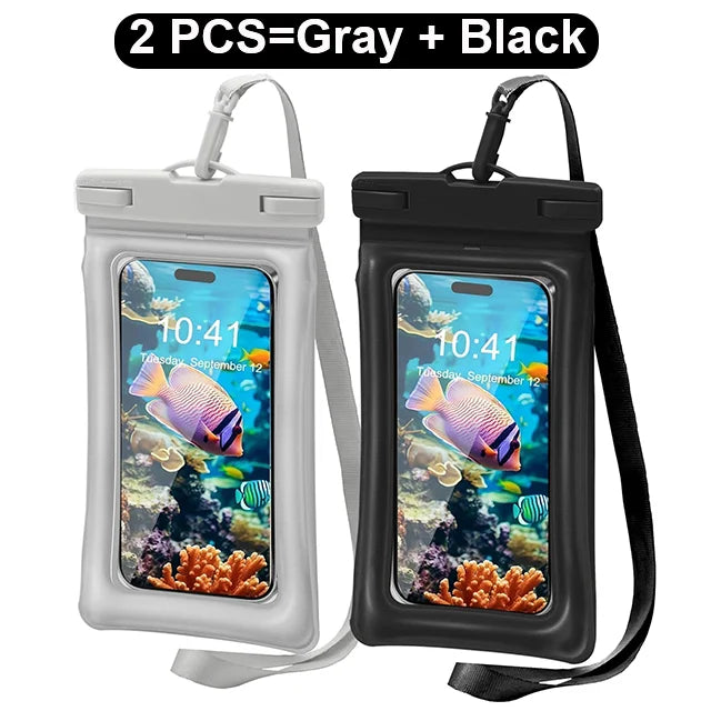 2PCS Waterproof Phone Pouch IPX8 Floating Dry Bag 1PCS Waterproof Phone Case for Beach compatible with under 7.2 inches phones