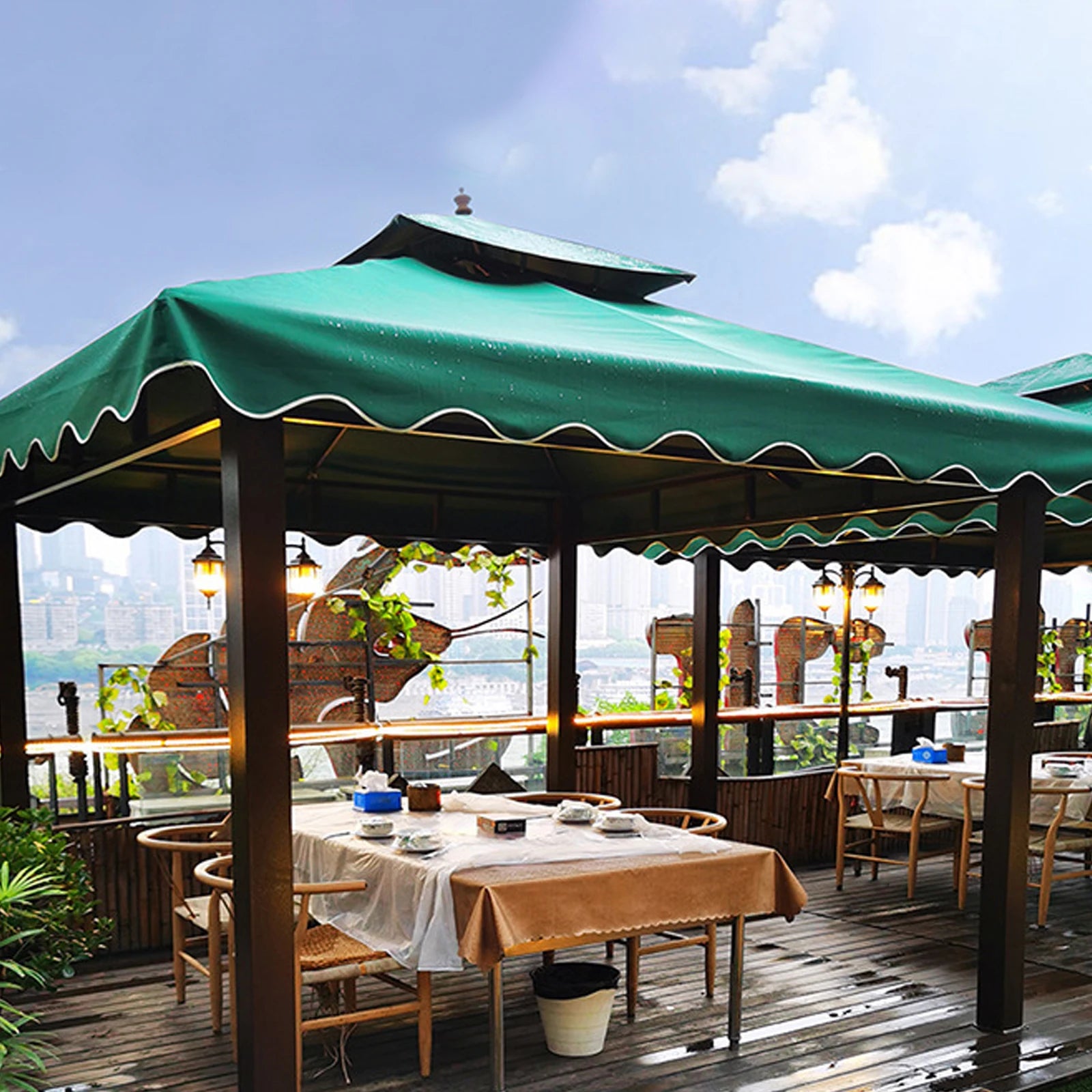 3*3m Gazebo tent top, outdoor UV protection sunscreen tent top, can be used for garden patio patio wedding outdoor events
