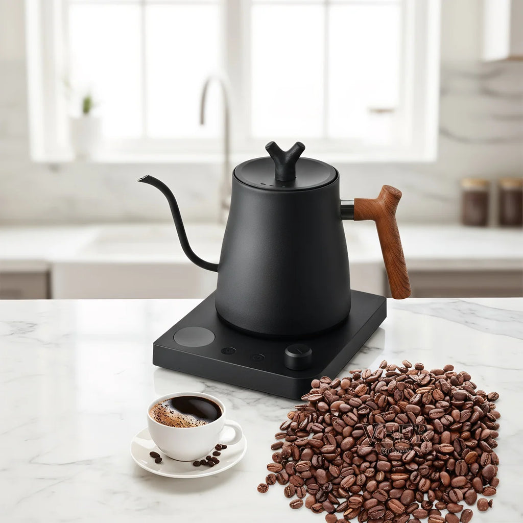 1000ML Smart Temperature Control Electric Kettle - Auto Shut-Off & Boil-Dry Protection - Stainless Steel Pour-Over Coffee &