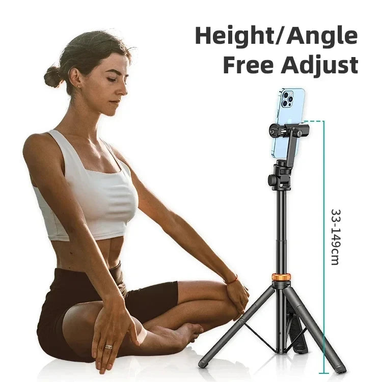 1.49M Wireless Selfie Stick Tripod Stand with Bluetooth Remote Extendable Tripod for iPhone Mobile Phone Tiktok Live Streaming