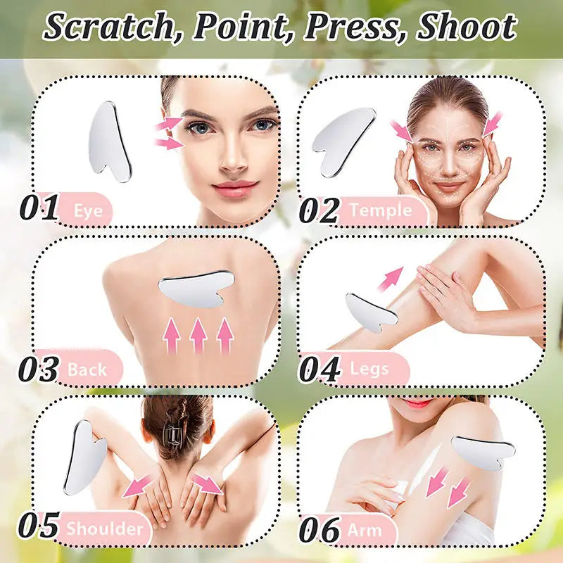 Gua Sha Board Guasha Massage For Face Stainless Steel Body Massager Facial Scraping Plate Guasha Scraper For Neck Back