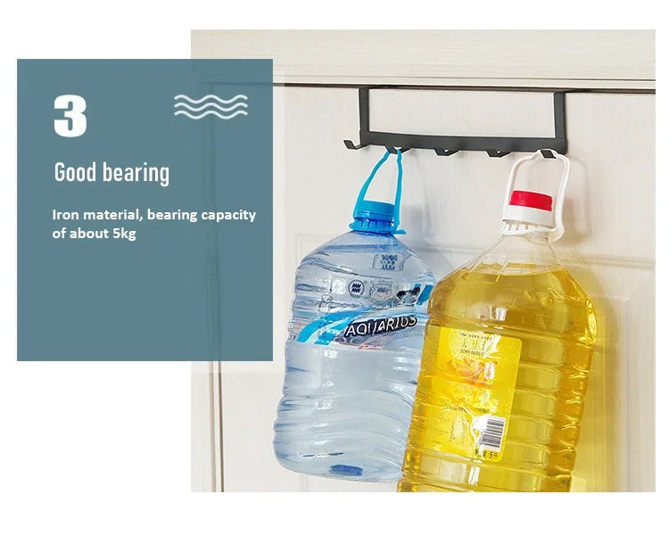 Hooks Over The Door 5 Hooks Home Bathroom Organizer Rack Clothes Coat Hat Towel Hanger Bathroom Kitchen Accessories