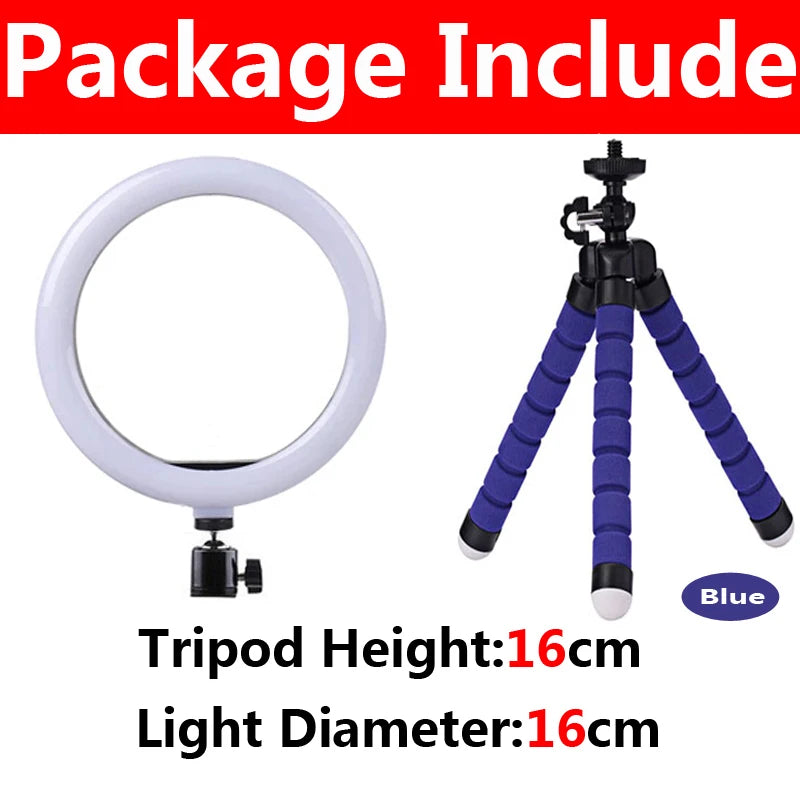 Video Light 26cm Selfie LED Ring Light Dimmable Round Ring Fill Lamp With Stand Tripods Rim Of Light For Tiktok Makeup Ringlight