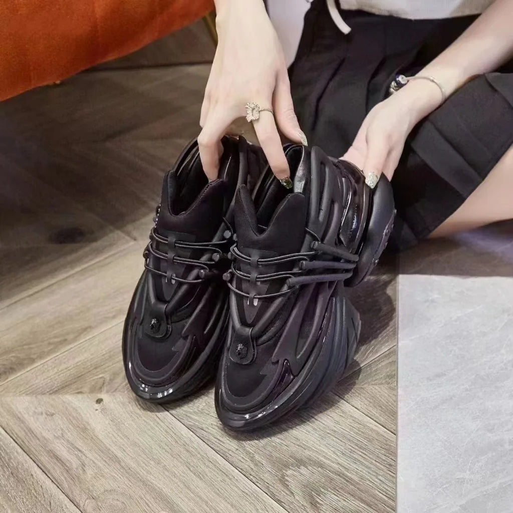 Chunky Sneakers Men Women Airship Shoes Fashion  Casual Secondary Leather Cowhide Breathable Height Increased Platform Shoes
