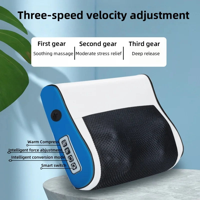 Multifunctional Electric Back Massager Pain Throw Pillow Shoulder Cervical Spine Waist Back 3 Gears Massager Comfort Relaxing