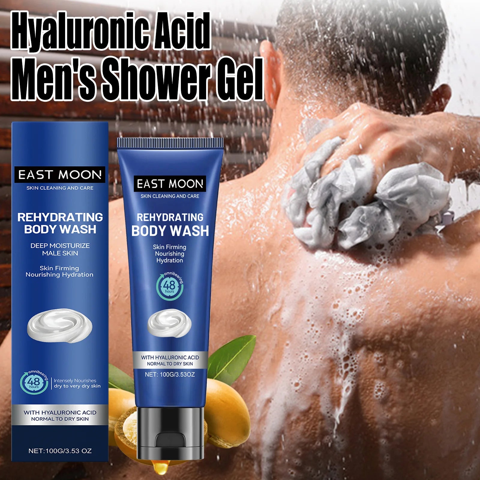 Hyaluronic Acid Shower Gel for Men Deep Cleansing and Moisturizing Oil Balancing Nourishment Gentle Care for Skin Daily Use