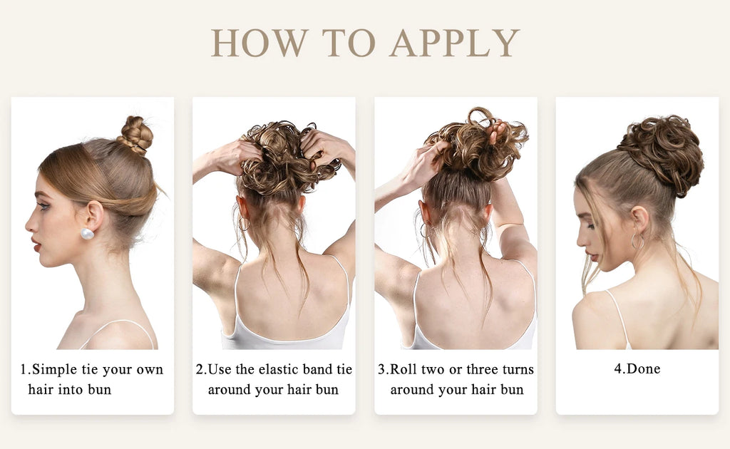 Synthetic Messy Updo Chignon Premium Big Curly Elastic Hair Scrunchies Hairpieces Donut Updo Blonde Brown Hair Pieces For Women
