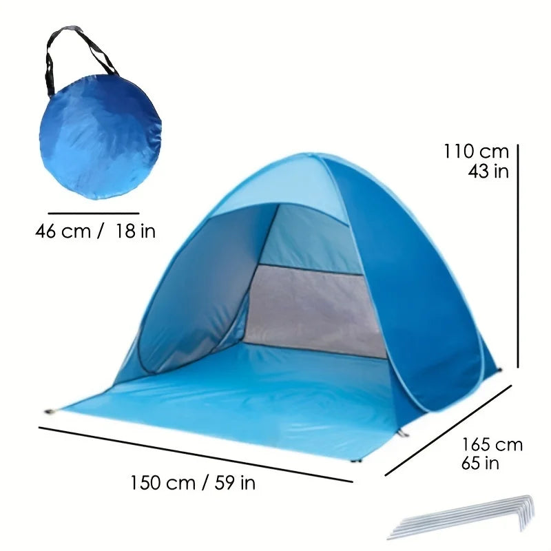 Lightweight and Durable Portable Pop-up Beach Tent To Protect You From The Sun - UPF 50 + UV Protection! Includes 6 Floor Nails