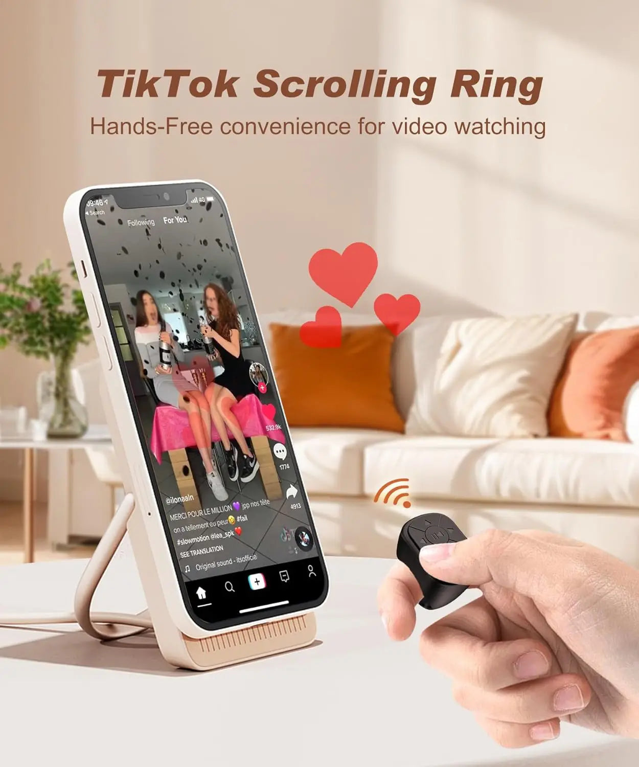 TikTok Scrolling Ring Remote Control - Compatible with iPhone & Android