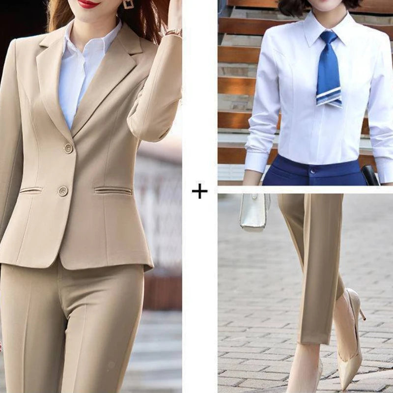 Two Pieces Sets Pants for Woman Shirt Outfits Blouse and Trousers Suits Office Women's 2 Pant Set Wear To Work Black Blazer Xxl