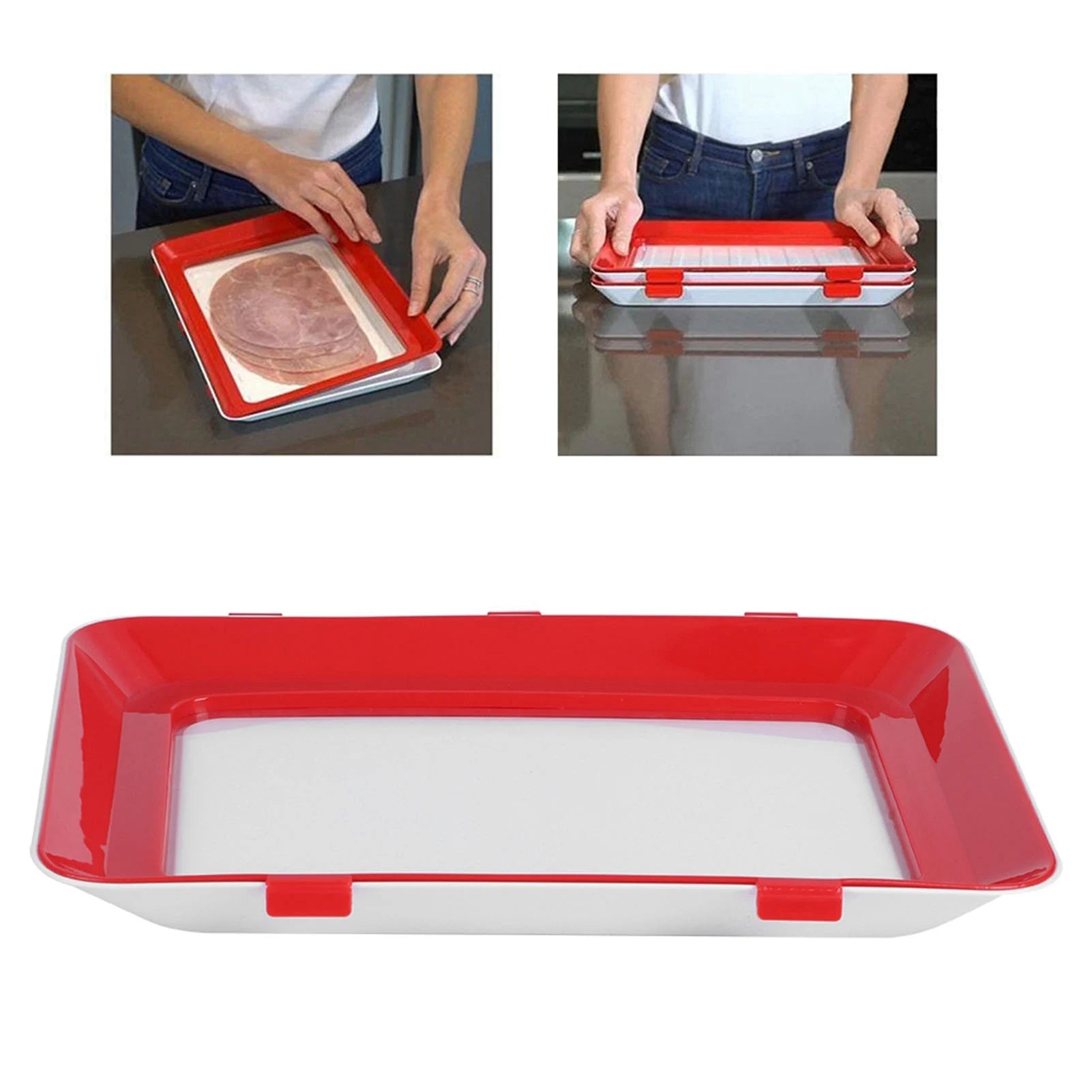 Food Preservation Tray Reusable Stacking Food Storage Trays With Seal Buckles for Storing Meal Fruits Vegetables Meat Leftovers