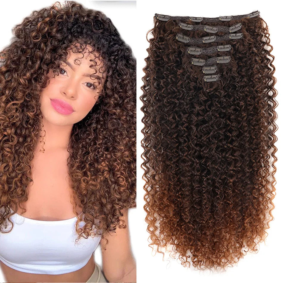 Synthetic Kinky Curly Blonde Hair Extensions Clip Ins for Women Brazilian Remy Hair Extensions 7Pcs with 24 Clips Natural Blonde
