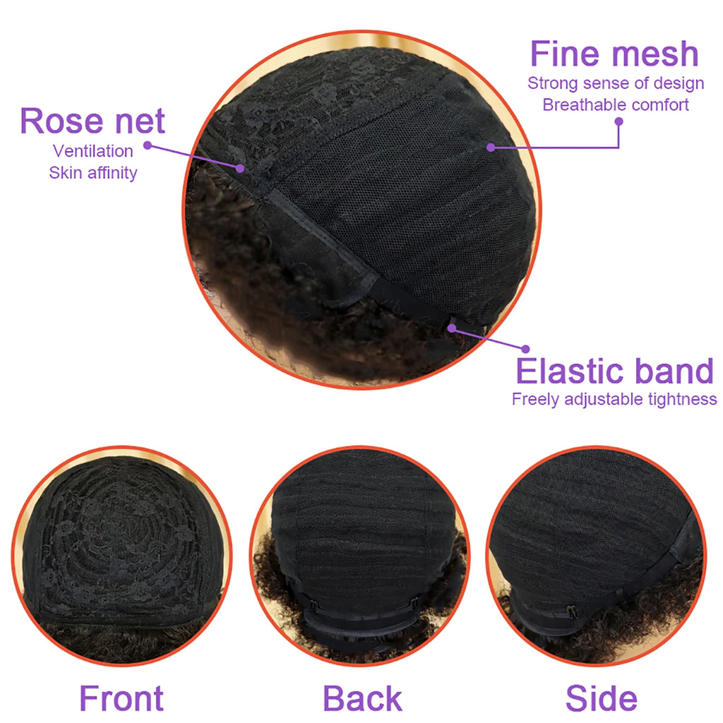 Brazilian Short Pixie Cut Wigs For Black Women Human Hair Afro Kinky Curly Wig African Curly Full Machine Made Wig