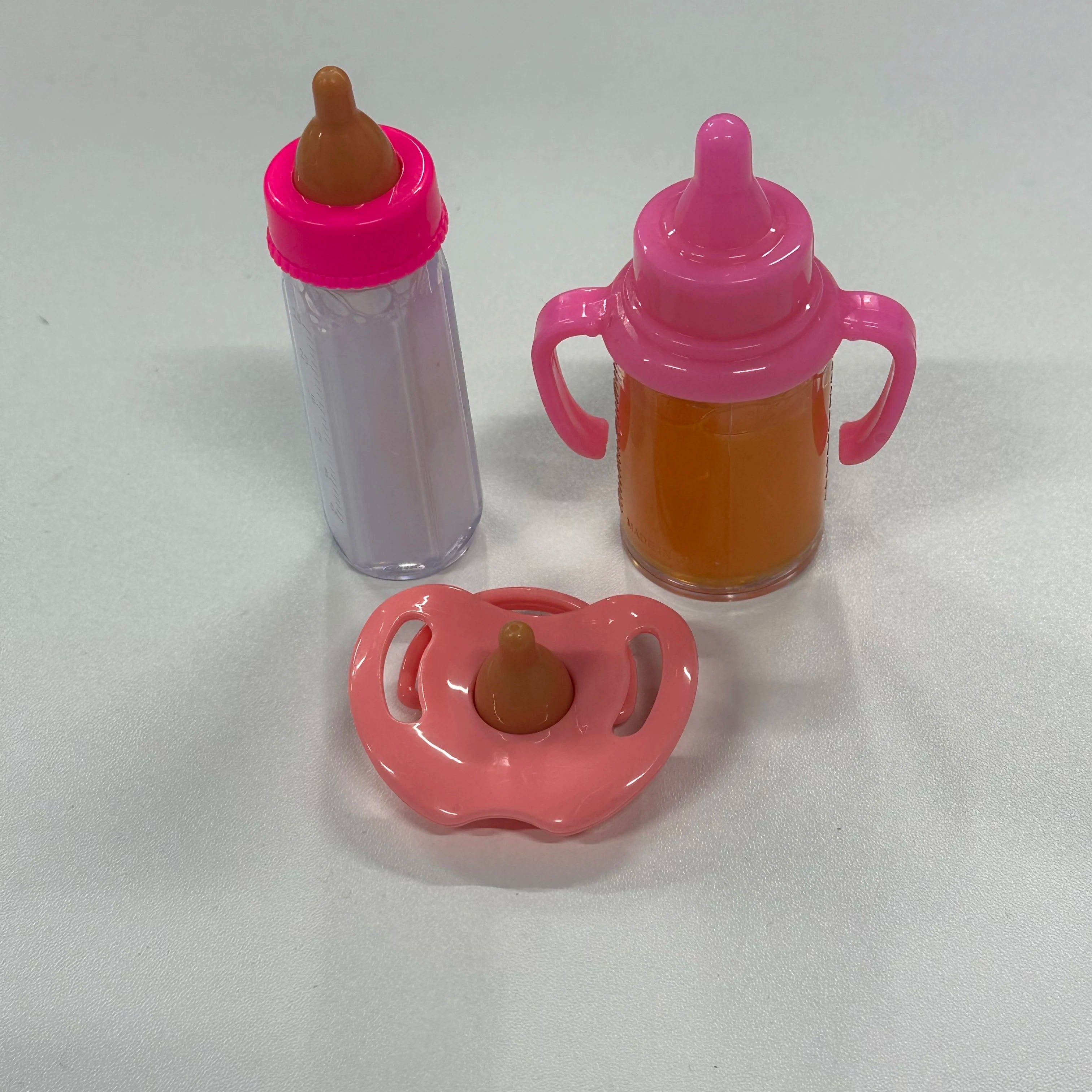 Large size Baby Doll Feeding Bottle Set Baby Care Toy Stroller 2pcs Milk And Juice Bottles With Toy Pacifier For Baby Dolls