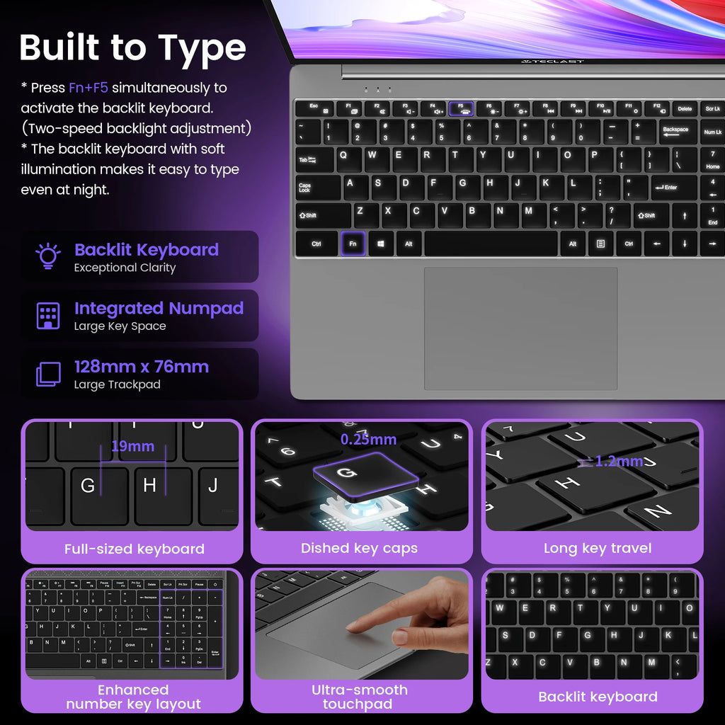 【New】Teclast F16Pro 15.6 Inch Laptop, 12Gb+256Gb/16Gb+ 512Gb, for Intel N95 Cpu, 1920X1080, Backlit Keyboard, Mini-Hdmi
