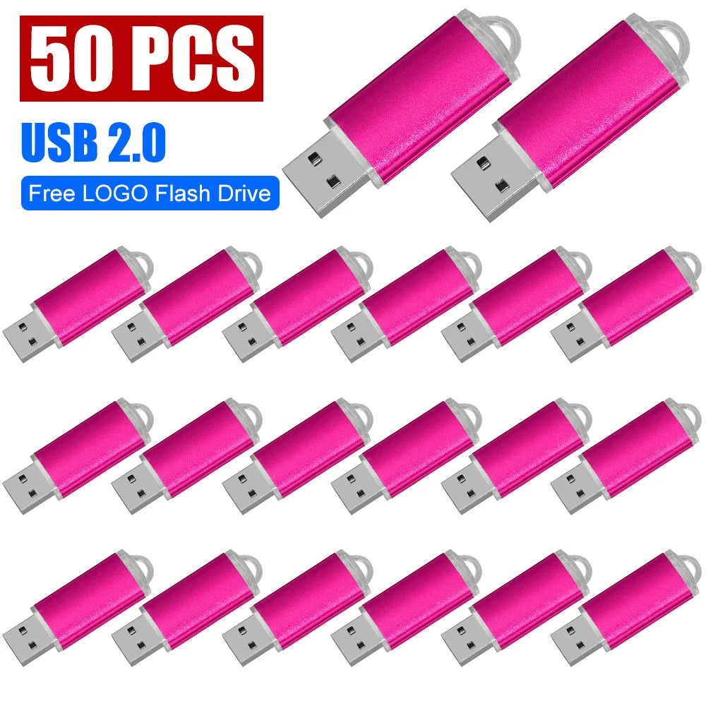 50/PCS LOT USB 2.0 Flash Drive 128GB Colorful Memory Stick 64GB Wedding Gift Pen Drive 32G 16G Pendrive Free Custom Logo