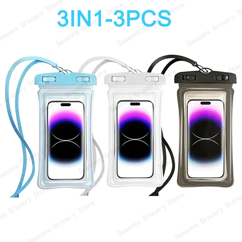 Transparent Waterproof Phone Pouch Under 7.2 Inches Touch Screen Swimming Rafting Waterproof Case with Lanyard Sealed Bag