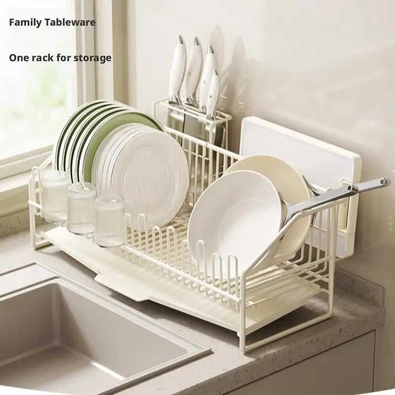 Kitchen Drain Dish Rack Holder Sink Countertop Bowl Chopstick Cutlery Storage Basket Dishes Organizer Hanger Draining Shelf