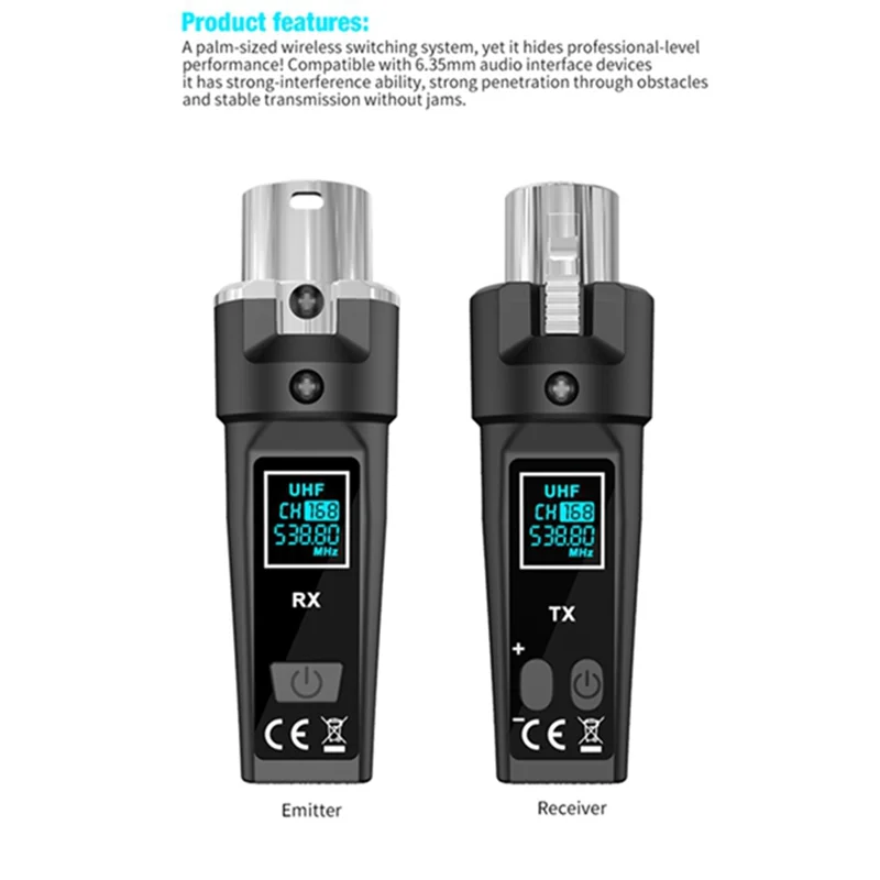 B04C-UHF Wireless XLR Transmitter XLR Transmitter And Receiver Wireless Microphone Receiver For Dynamic Microphone Guitar Audio