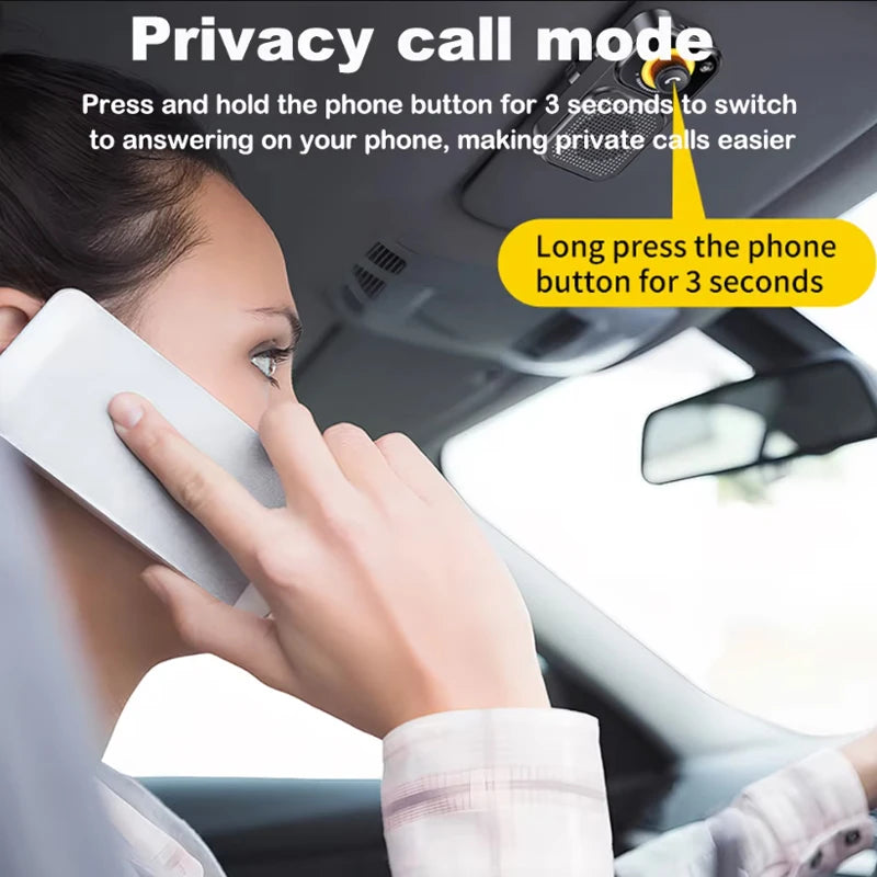 Bluetooth 5.4 Speaker Handsfree Car Kit Sun Visor Clip Wireless Audio Receiver Speakerphone Loud Music Player with Ambient Light