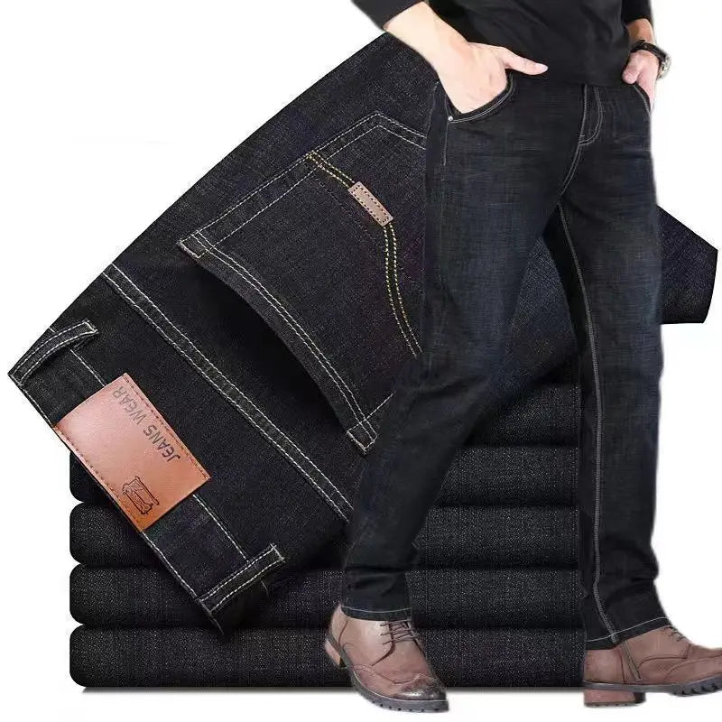 2026 new jeans for casual and versatile work men's slim fit straight leg elastic pants suitable for all seasons