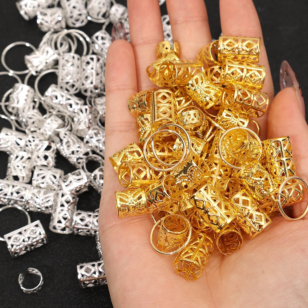 100pcs Dreadlock Hair Rings Hair Jewelry Cuffs Clip Hair Braids Dirty Braids Bead Hippie Hairpin Accessories Headwear for Women