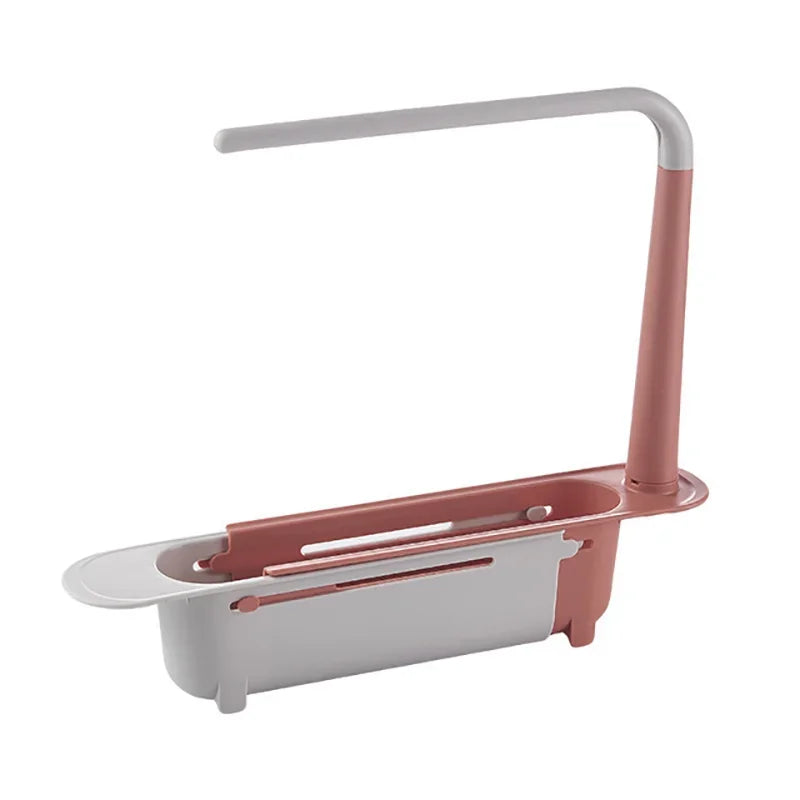 Kitchen Telescopic Sink Organizer Rack Telescopic Faucet Organizer for Soap Towel Sponge Storage Adjustable Shelf Storage Rack