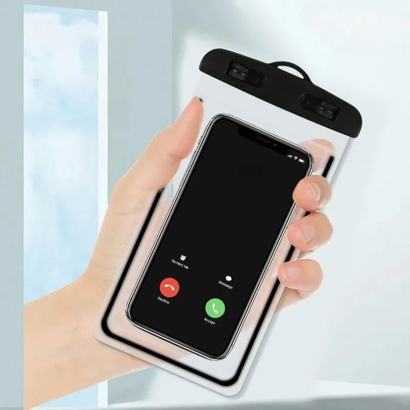 PVC Transparent Waterproof Phone Pouch Luminous Touchscreen Dry Bag with Seal Lock for Swimming Diving Hot Spring Rafting