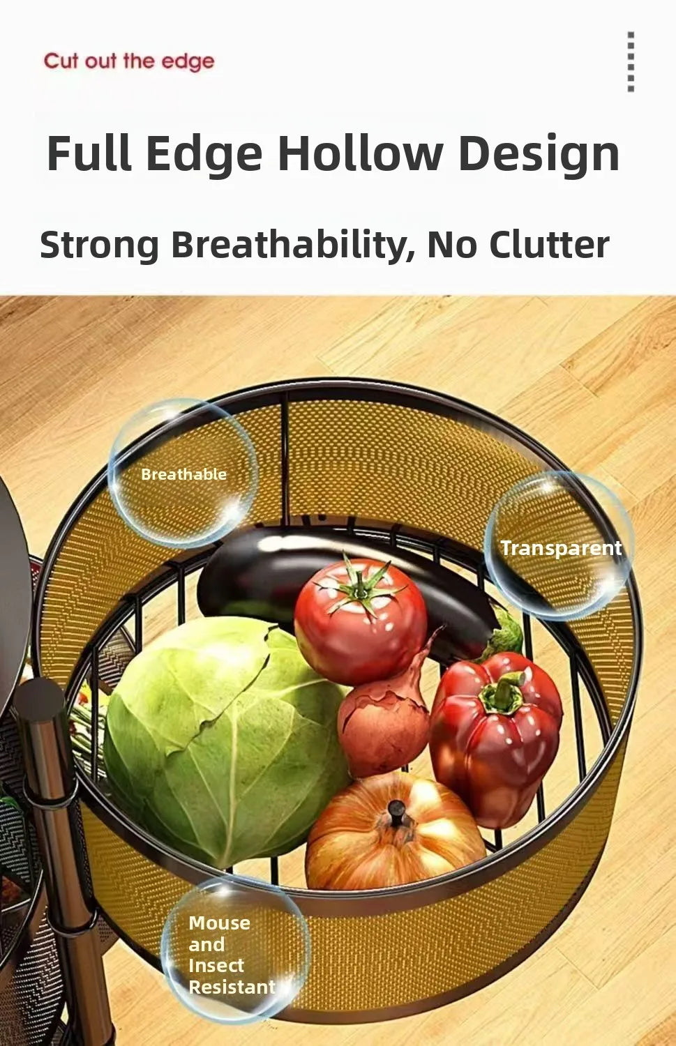 Home Use Rotating Multi-Layer Mobile Storage Ra Frie  Vegetable Fruit Storage elf Kitchen Organization No Installation