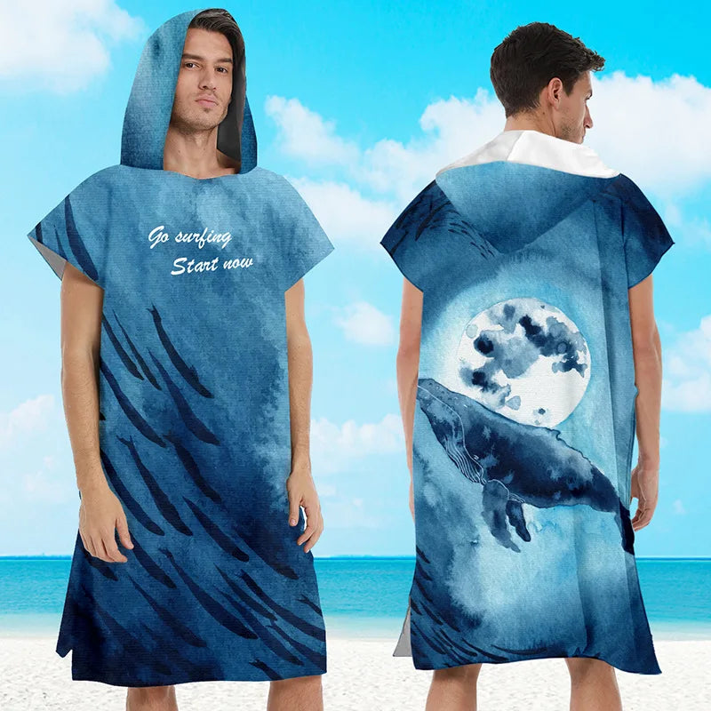 Microfiber Hooded Towel Men Women for Swimming Beach Travel Quick Dry Changing Robe Cape Bath Towel Bathrobe Surf Poncho