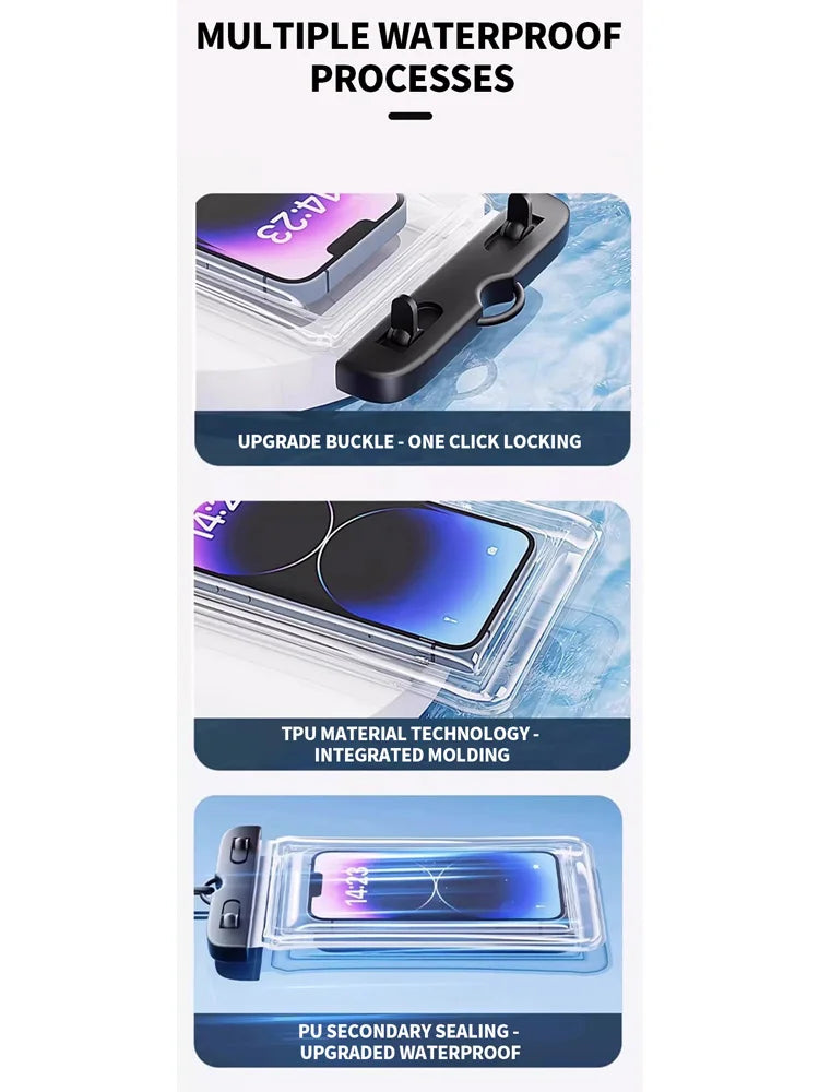 Waterproof Phone Pouch Drift Diving Swimming Bag Underwater Dry Bag Case Cover For Phone Water Sports Beach Pool Skiing 6 inch
