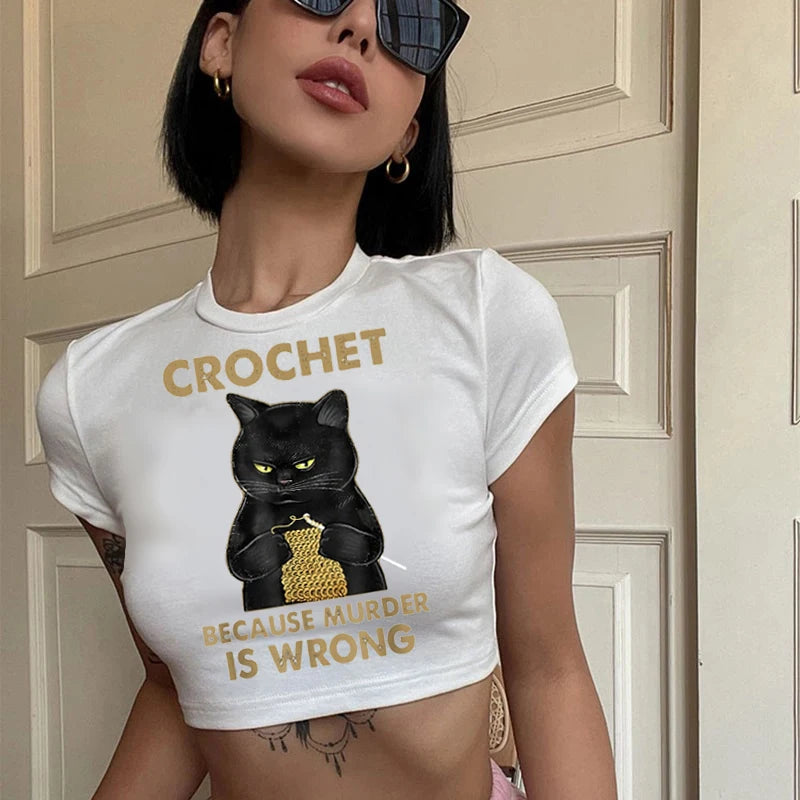 Y2k Crop Top Tshirt Streetwear Vintage Goth Graphic T Shirt Women Short Sleeve T-shirt Clothes Vintage Tops Harajuku Tshirt