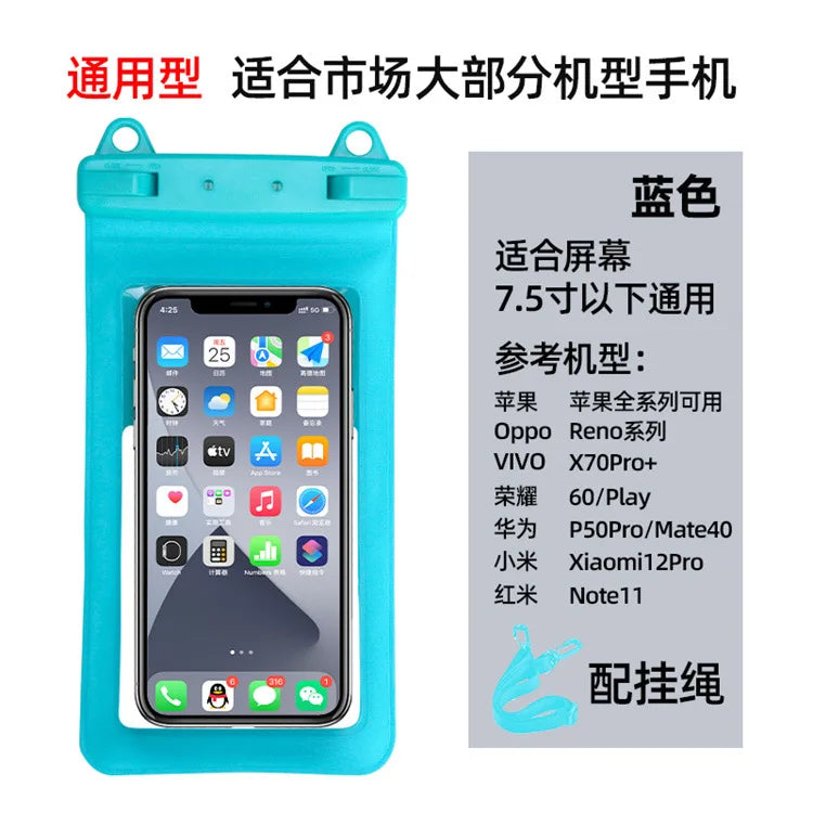 Universal Waterproof Mobile Phone Case Diving Surfing PVC Bags 7.5inch Phone Waterproof Pouch Cover Underwater Swimming Dry Bag