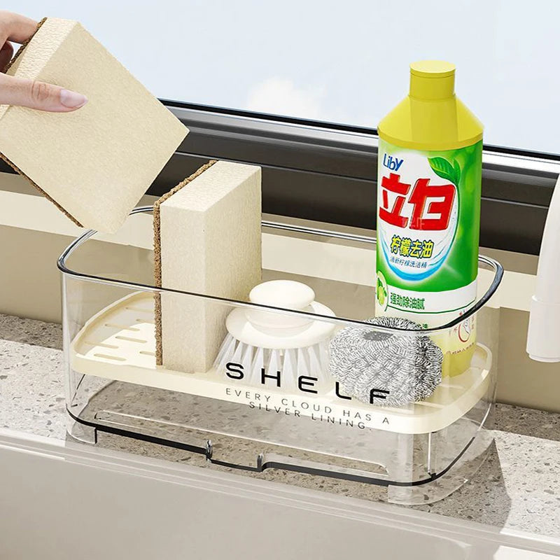Kitchen Sink Organizer Drain Rack Self-draining Shelf Sponge Holder Dishcloth Faucet Storage Soap Drainer Kitchen Accessories
