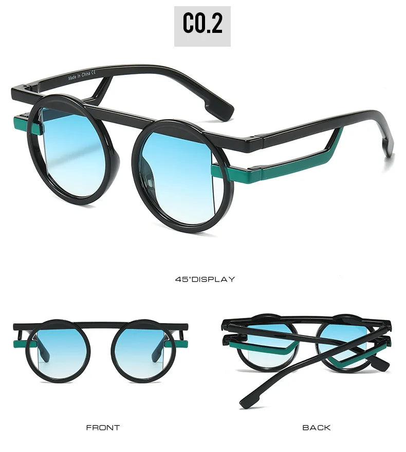 Retro Punk Style Small round Sunglasses UV400 Gradient Shades Unisex Fashion Sun Glasses for Men And Women