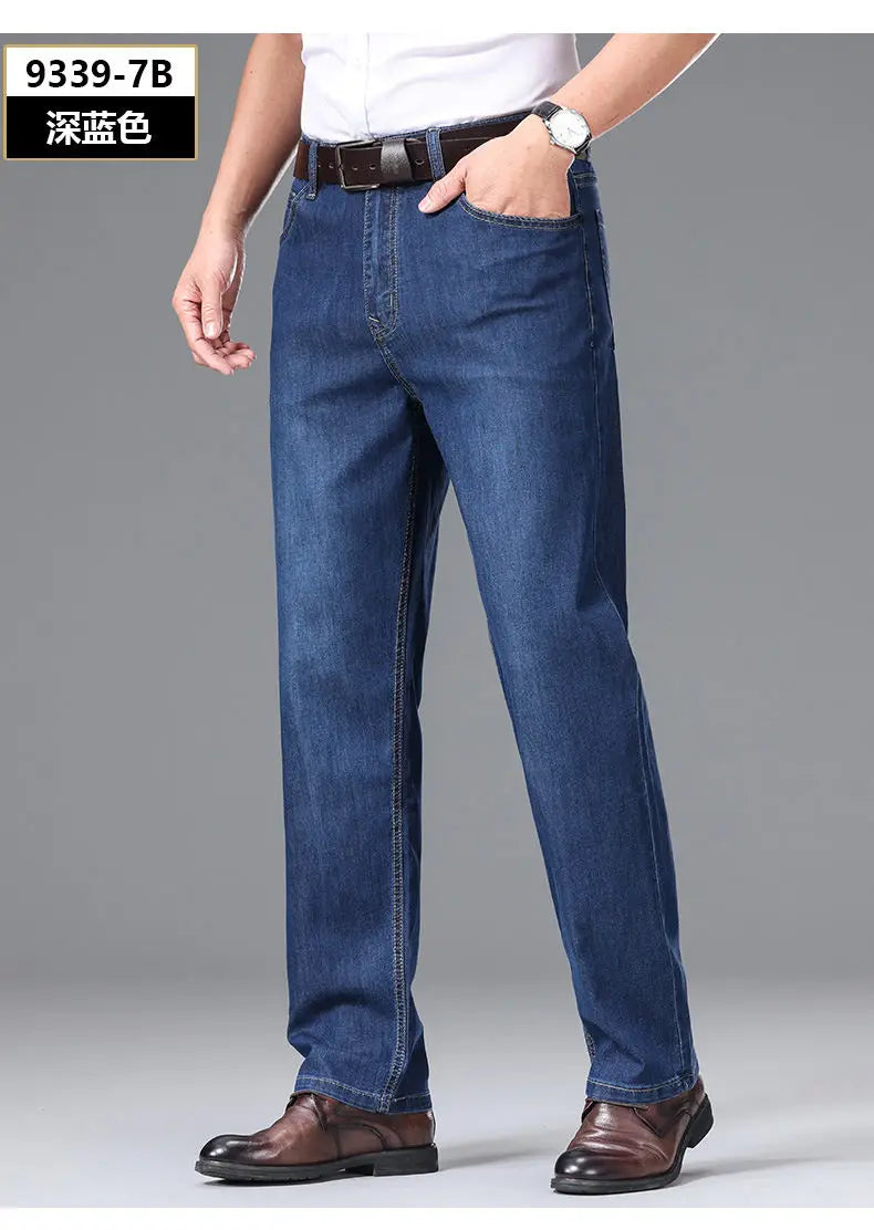 Men's Fashionable Jeans All-Season Cotton Blend Straight-Leg Pants Trendy Minimalist Versatile Casual Style Denim Wear Size29-42