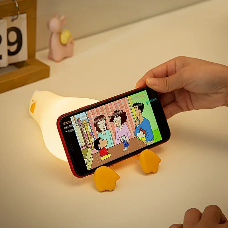 Cute Duck Silicone LED Night Light Rechargeable Touch Sensor Patting Sleeping Lamp For Bedroom Desktop Decor Kids Birthday Gift