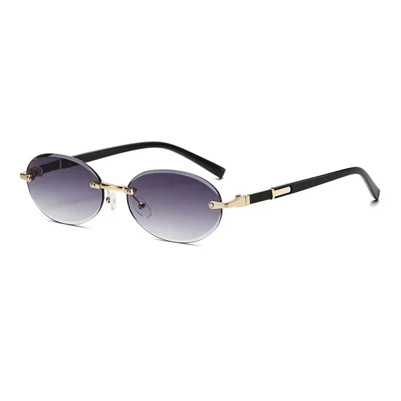 Personalized Oval Frame Sunglasses Women Men Retro Metal High-end Sun Glasses Luxuy Frameless Trimming Traveling UV400 Eyewear