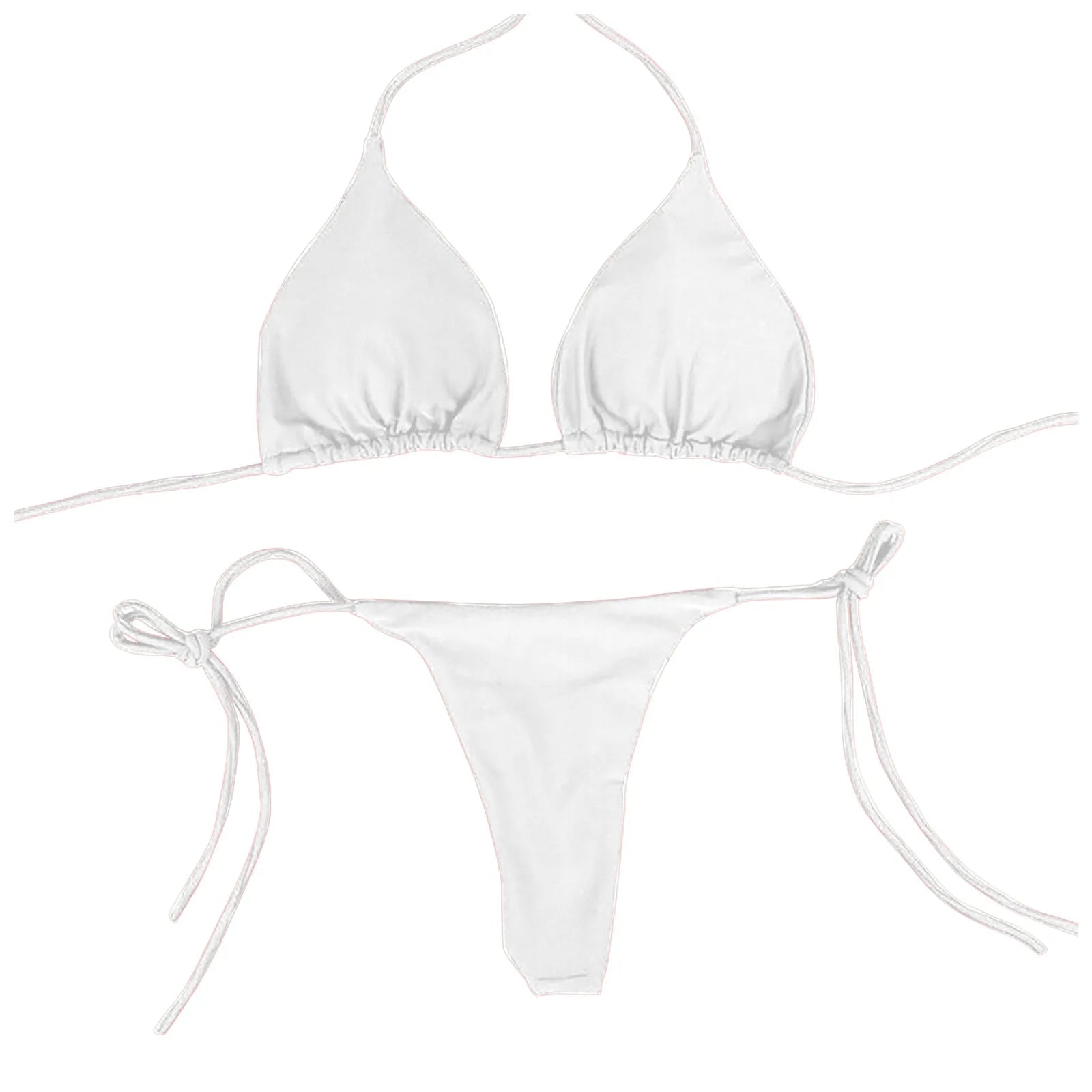 Sexy Women Bikini Lingerie Set Side Tie Swimsuit T--back Low Rise Thong Bandage Style Brazilian Swimwear Soft Solid Underwear