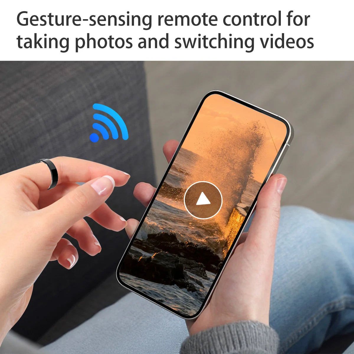New Smart Ring Heart Rate Blood Oxygen Monitor Health Reminders 5ATM Waterproof Gesture Sensing Switch Videos Sports Record Gift