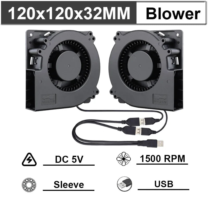 Gdstime 40mm 50mm DC 5V USB 60mm 70mm TV Box Cooling Fan 120mm 140mm Brushless AV Receiver Cooler w 2 in 1 USB Controller Cable