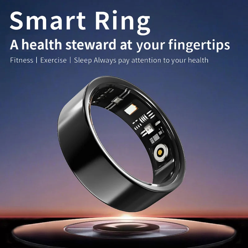 Smart Ring Heart Rate Health Monitor with Oxygen Sleep Blood Pressure Tracking Waterproof Multi-Sport Gesture Control