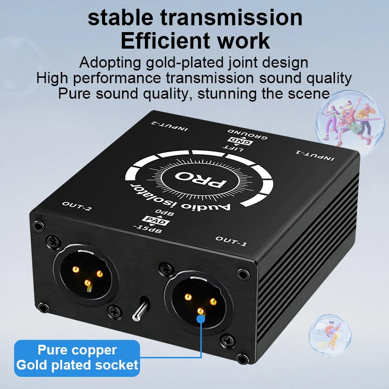 Multi-Purpose Dual-Channel 6.5 XLR Mixer Audio Isolator Current Sound Noise Mixer Microphone Common Ground Filter Isolator Mixer