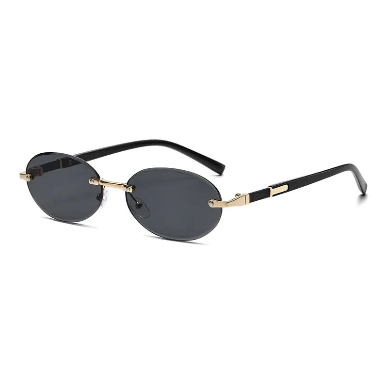 Personalized Oval Frame Sunglasses Women Men Retro Metal High-end Sun Glasses Luxuy Frameless Trimming Traveling UV400 Eyewear