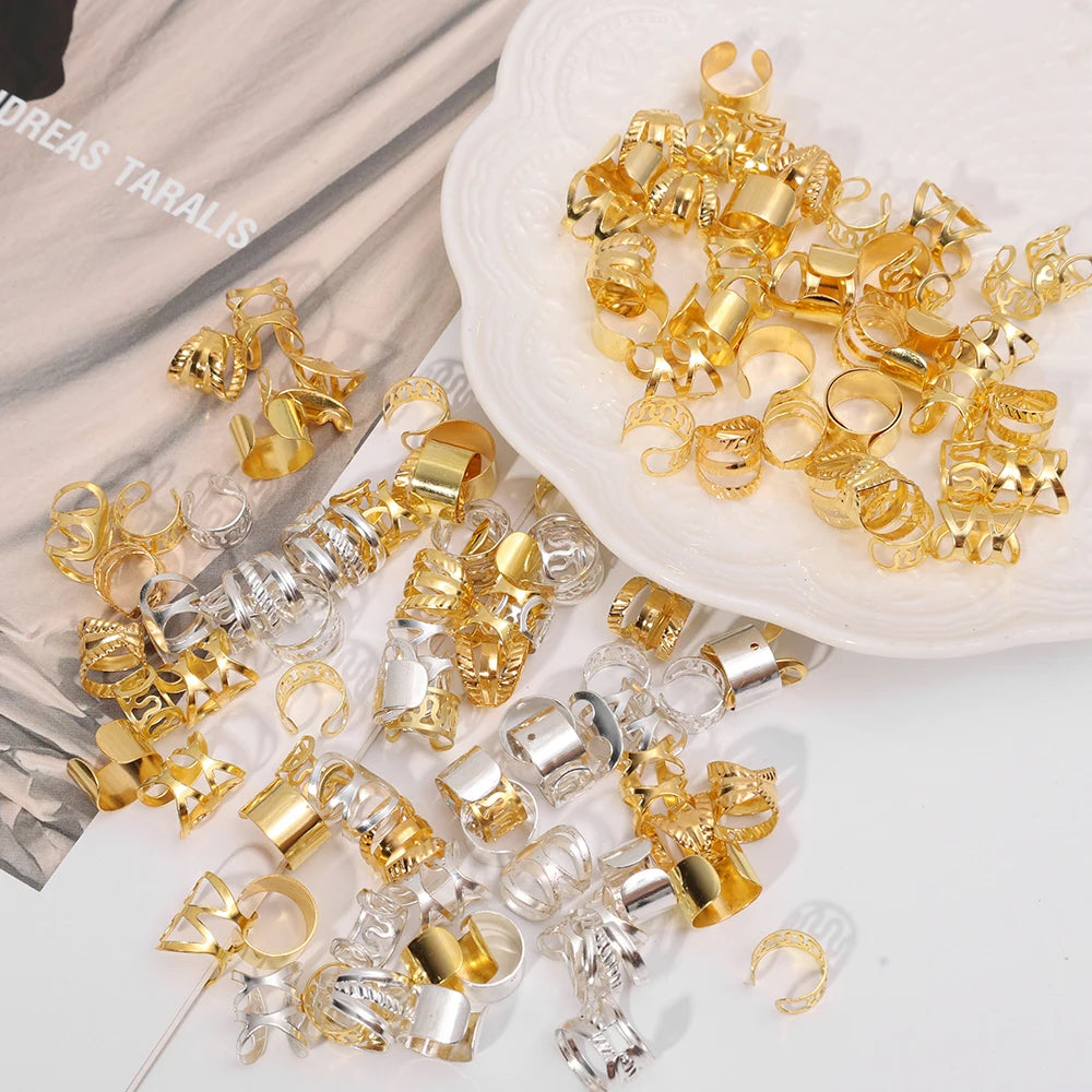 100pcs Dreadlock Hair Rings Hair Jewelry Cuffs Clip Hair Braids Dirty Braids Bead Hippie Hairpin Accessories Headwear for Women