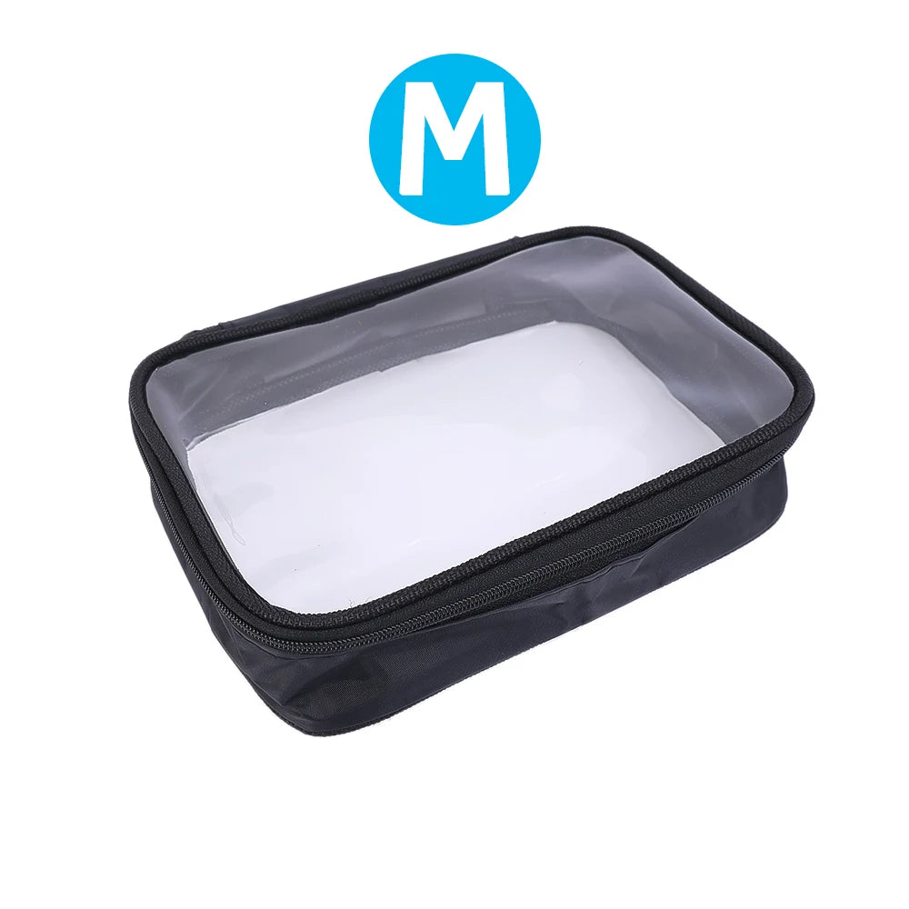Waterproof Cosmetic Bag Transparent TPU Small Items Pack Makeup Toiletry Zipper Opening Storage Pouch Black Sturdy Wash Bags