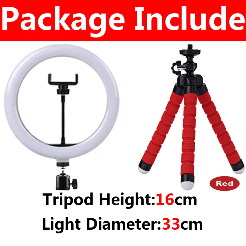 Video Light 26cm Selfie LED Ring Light Dimmable Round Ring Fill Lamp With Stand Tripods Rim Of Light For Tiktok Makeup Ringlight
