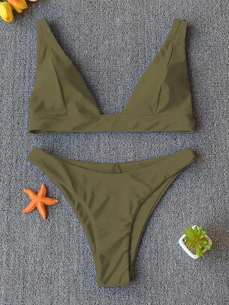 Bikini 2025 Micro Sexy Swimsuit Women Push Up Swimwear Two Piece Bikini Set Solid Bather Bathing Suit Swim Suit Female