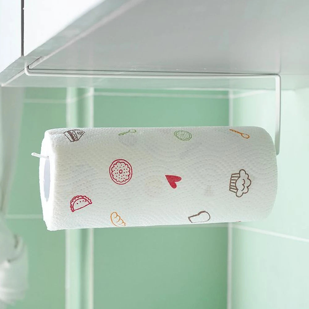 Kitchen Paper Roll Holder Towel Hanger Rack Cabinet Rag Hanging Shelves Organizer Shelf Toilet Paper Holder Storage Accessories